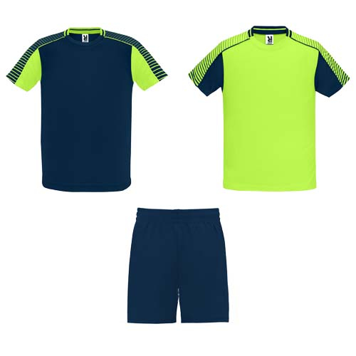 Ensemble de sport publicitaire Enfant Juve ROLY Vert fluo et Bleu marine
